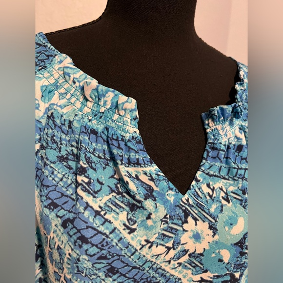 Talbots Teal and White Paisley Blouse - Picture 2 of 6